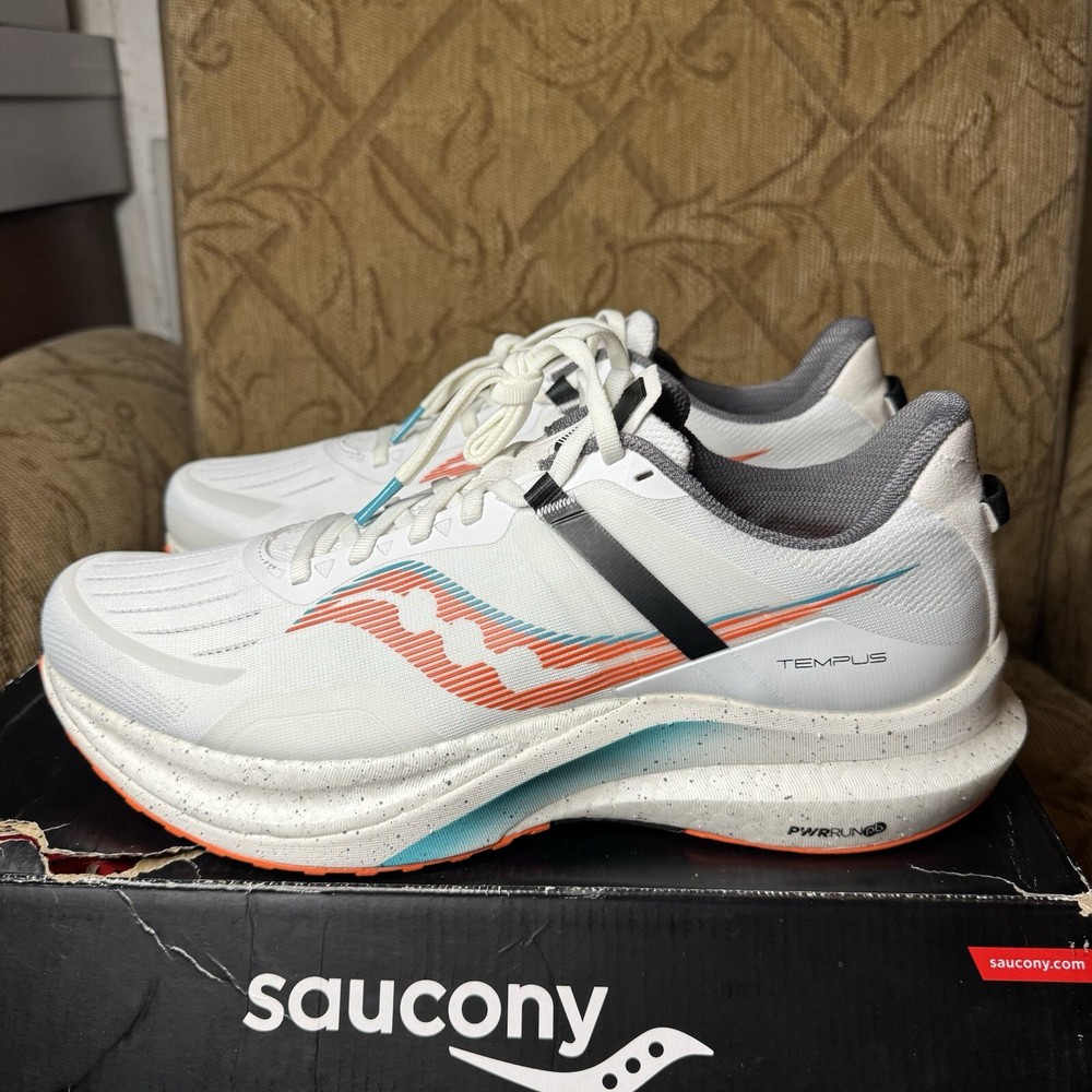 Saucony Tempus Pwr Run White ViZiOrange Running Shoes S20720-86 Men’s Size 12.5