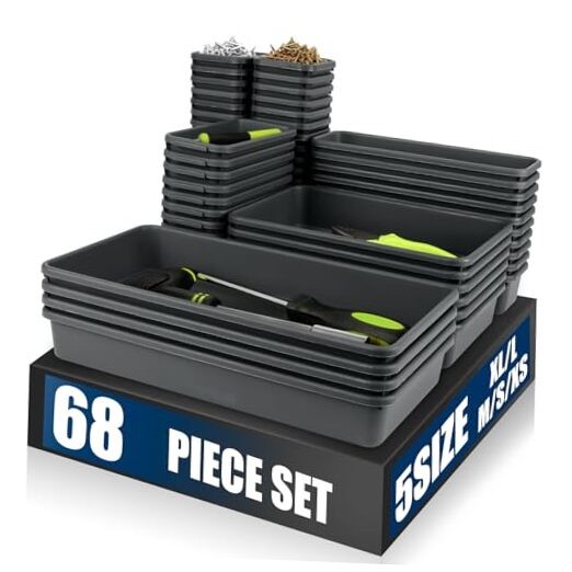 Large 68-Piece Tool Box Organizer Tray with 5-Size Dividers