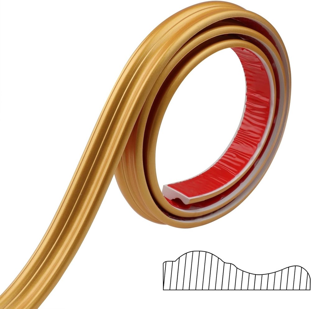 Durable 1.26-Inch Self-Adhesive Ceiling & Wall Trim - Gold Finish Molding