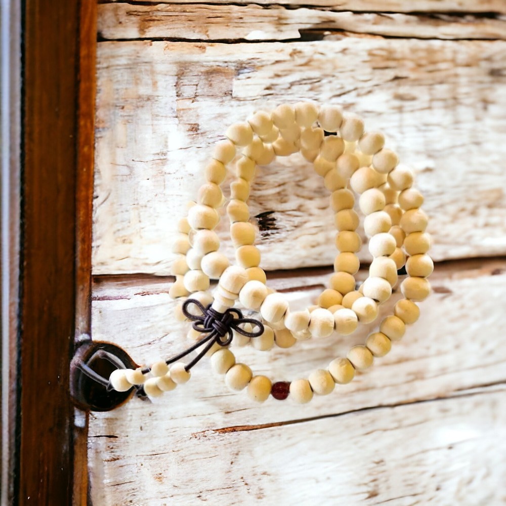Buddhist Meditation Prayer Bead Mala Bracelet 108 Beads Natural White