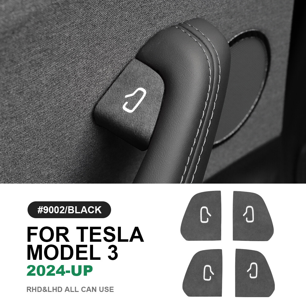 For Tesla Model 3 Highland Black Car Suede Interior Door Switch Patch Trim Cover