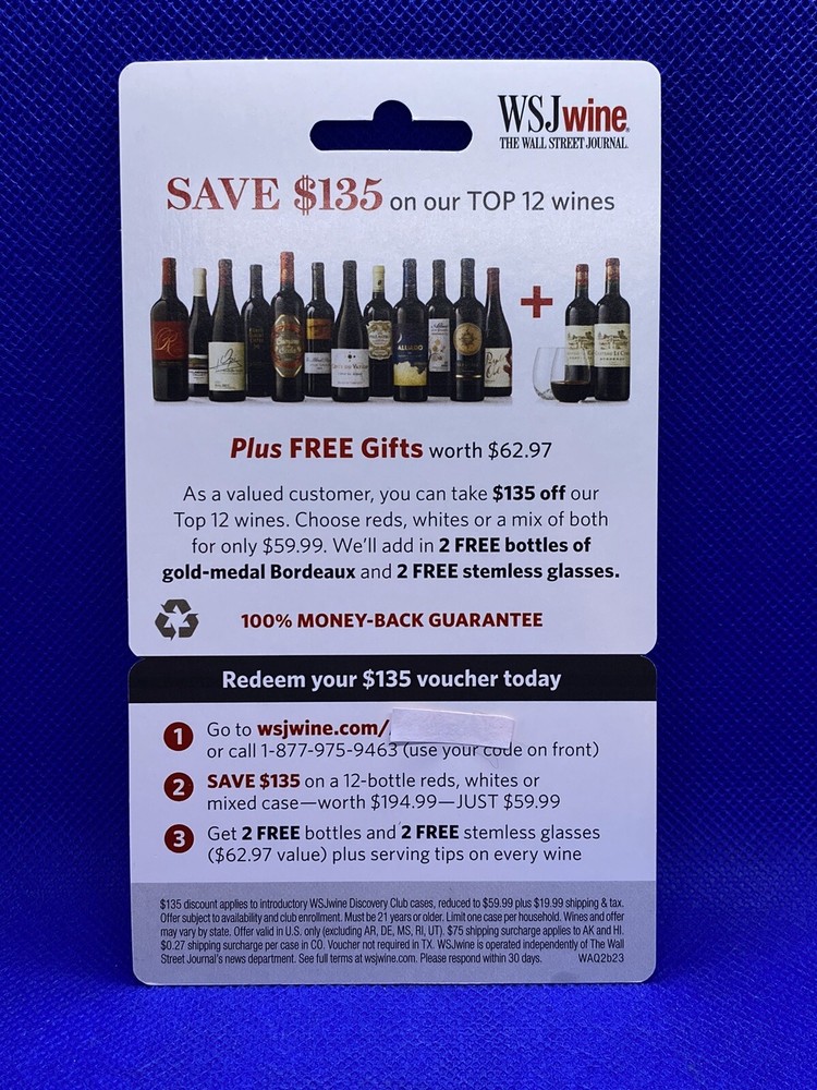 $135 WSJ Wine Voucher Gift Card - Get 12 Top Wines + Free Gifts-image