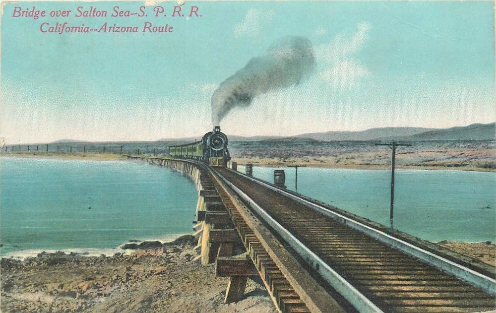 1918 Salton Sea California Railroad Bridge Arizona State Route Postcard 25-5855