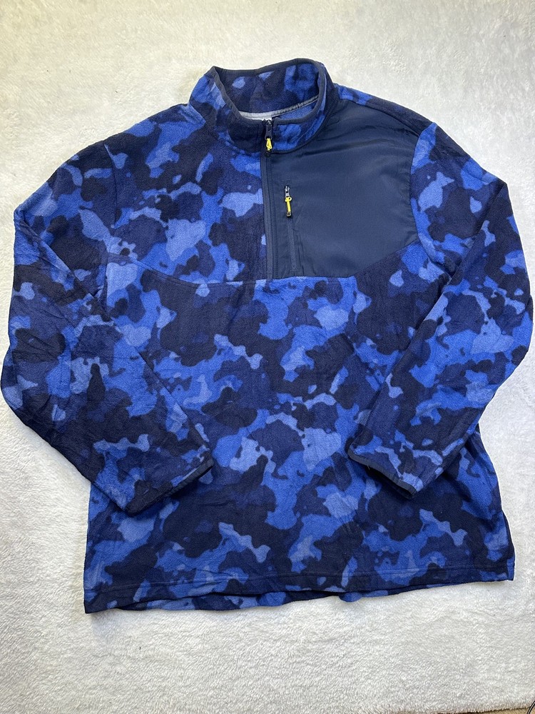 Starter 1/3 Zip Pullover Blue Camouflage Fleece Sweatshirt Shirt Men’s 2XL