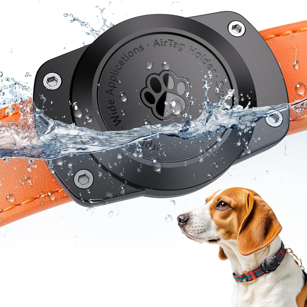 IPX8 Waterproof Dog Collar Holder for Airtag [Metal Back Plate] Ultra-Durable Do