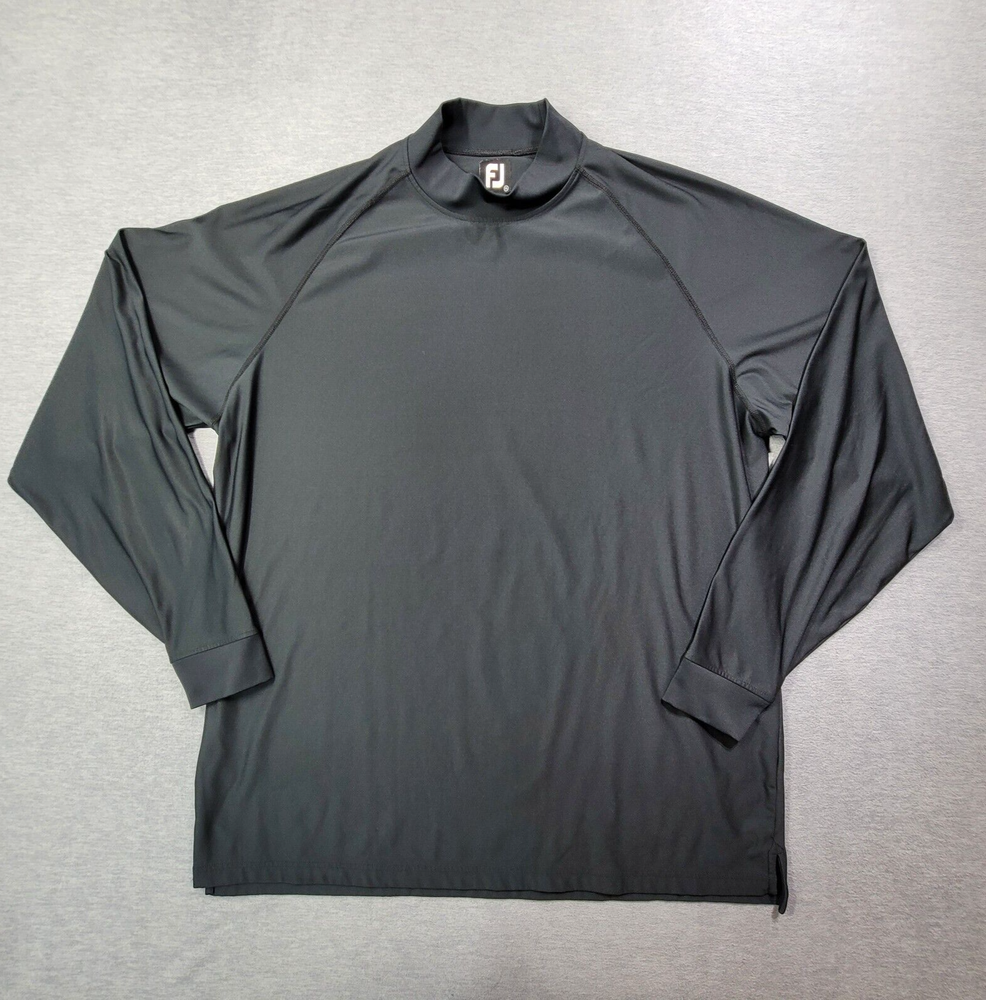 Camiseta Footjoy Para Hombres 2XL Negra Cuello Simulado Compresión Pesada Atlética Golf