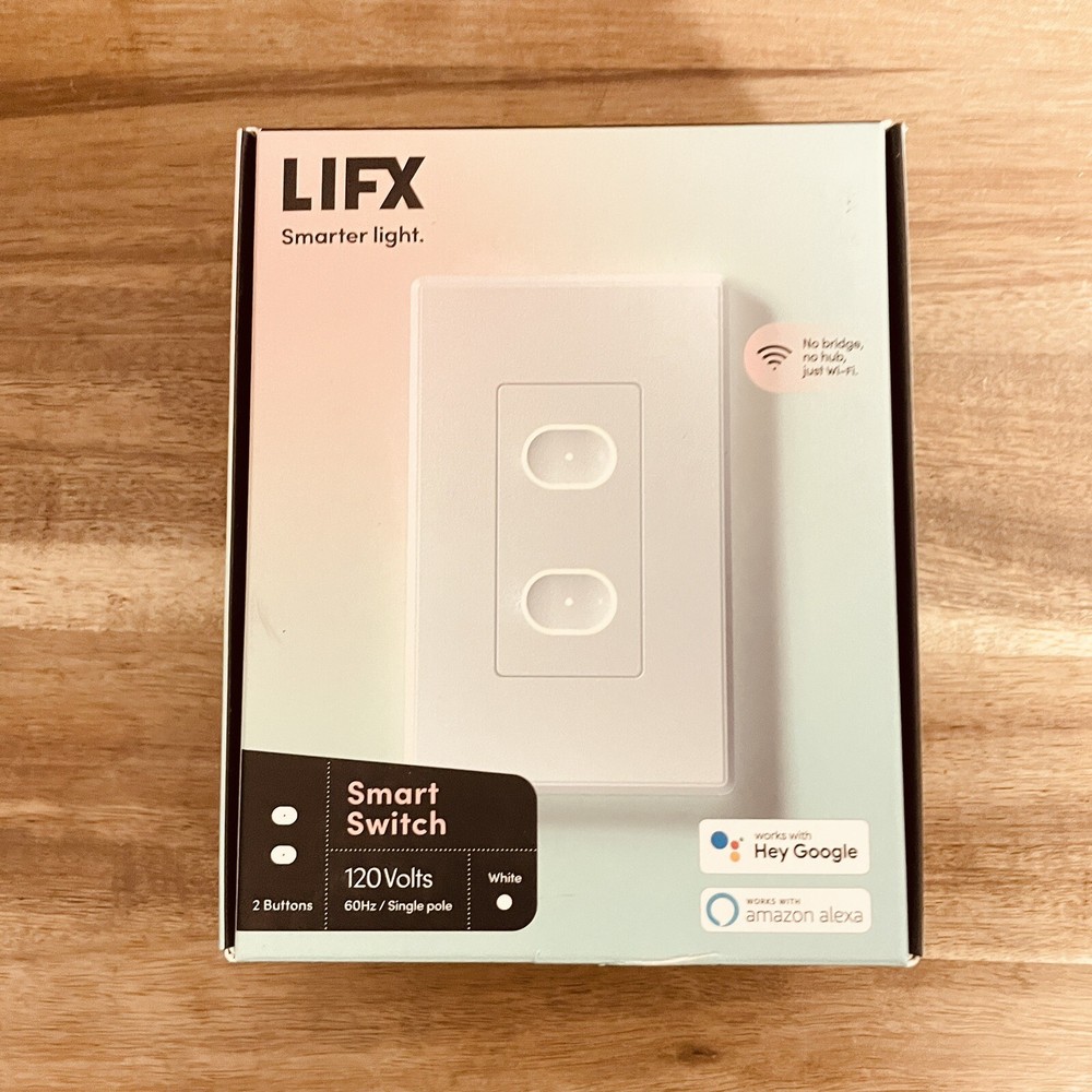 LIFX Smart Wi-Fi Touch Light Switch with 2 Buttons in White - LFSPWHT1FUS