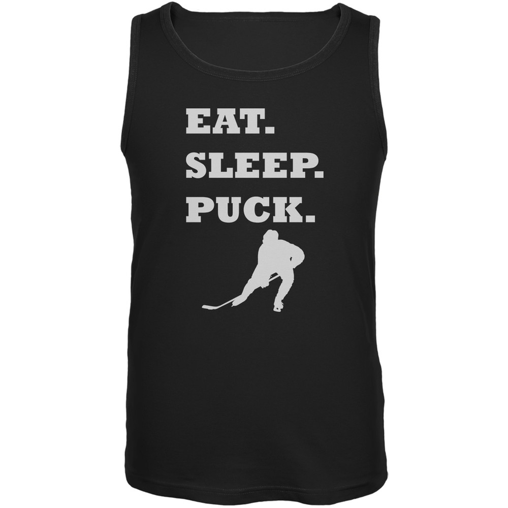 Eat Sleep Puck Black Hockey Fan Tank Top for Adults