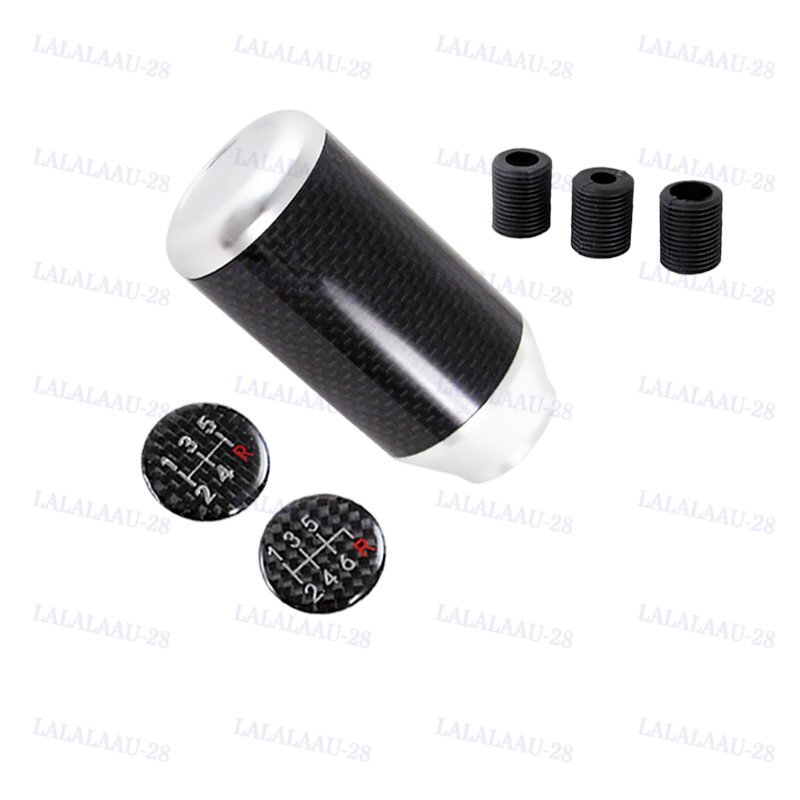 Silver 82MM Carbon Fiber Car Auto Manual Gear Stick Lever Shift Knob Universal 5