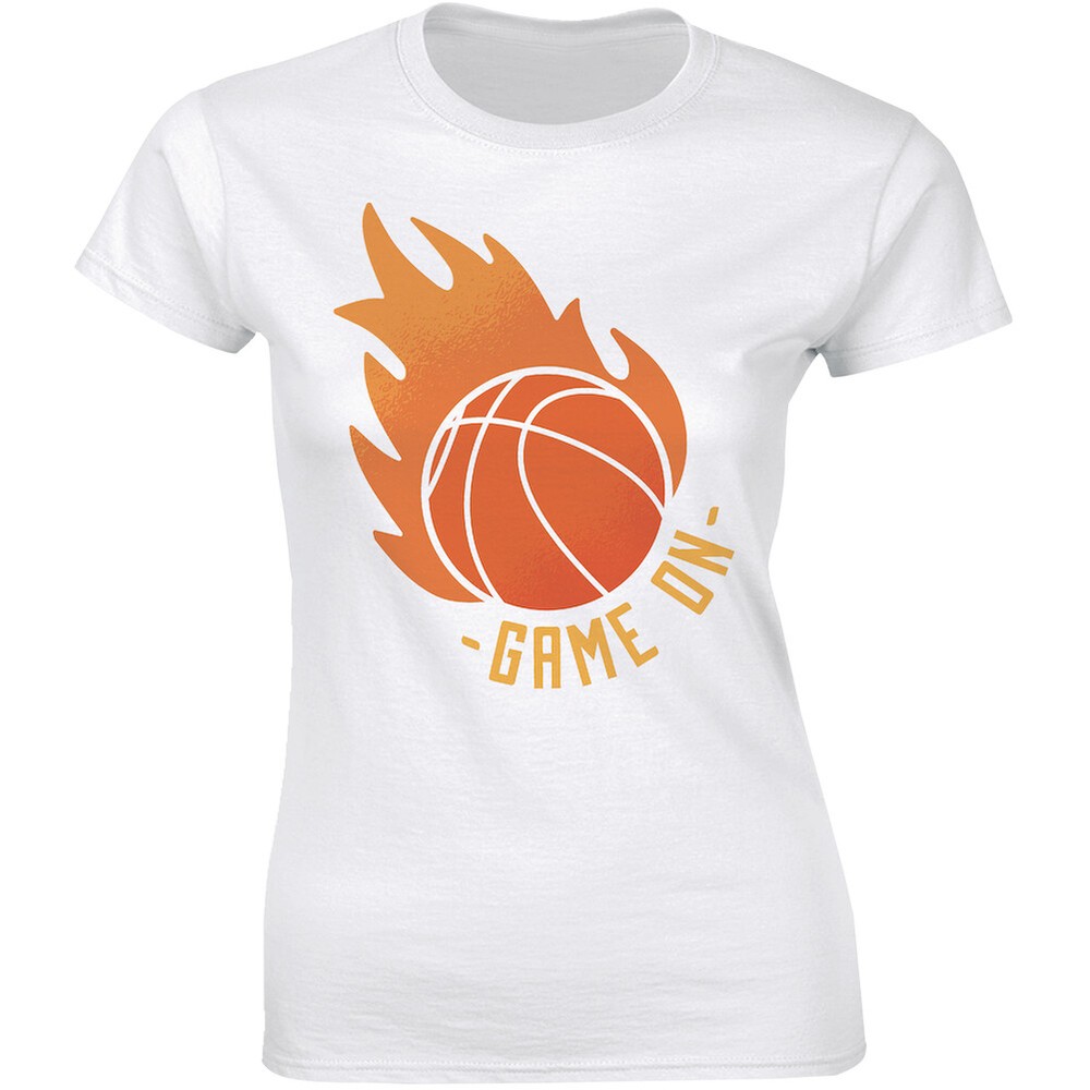 Game On With Basketball Player Sports T-Shirt Ball on Fire Flames Athletic Team