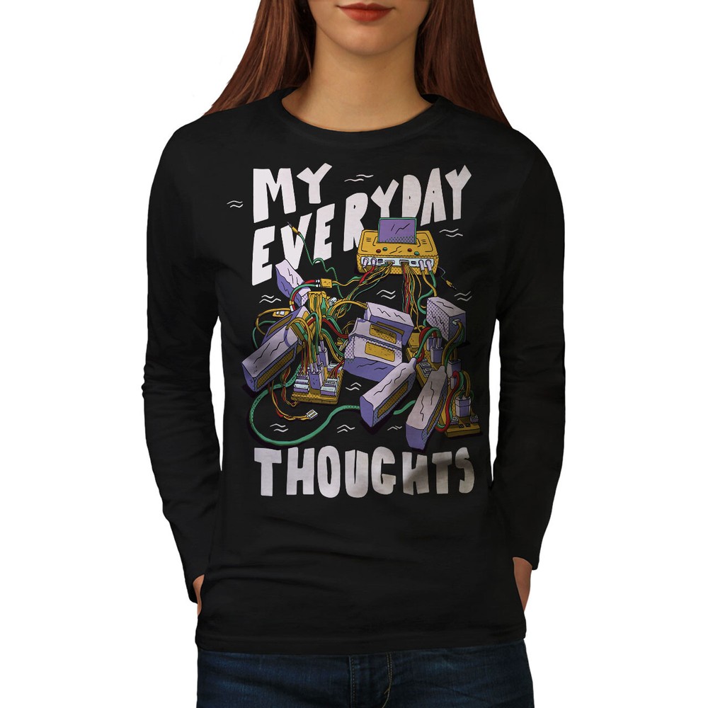 Wellcoda My Everyday Thoughts Wired Mind Womens Long Sleeve T-shirt