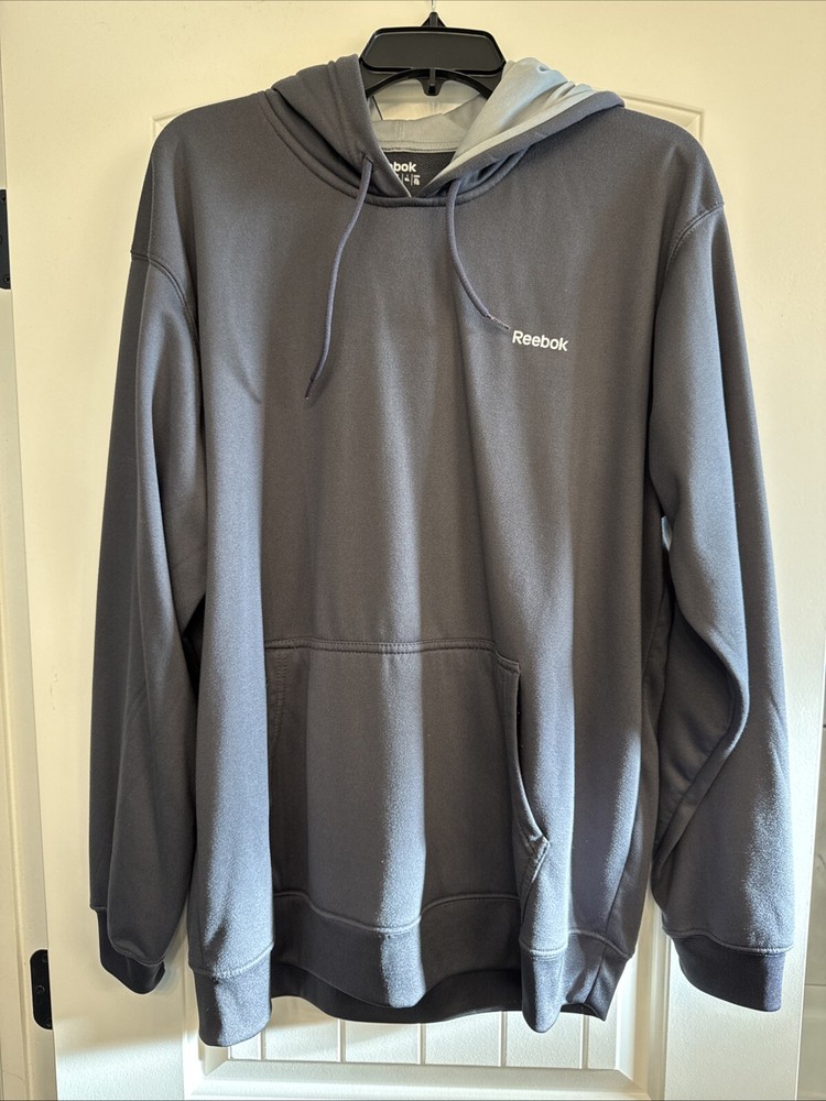 Reebok XL Pullover Black Hoodie L/S Hooded Sweatshirt Track Top