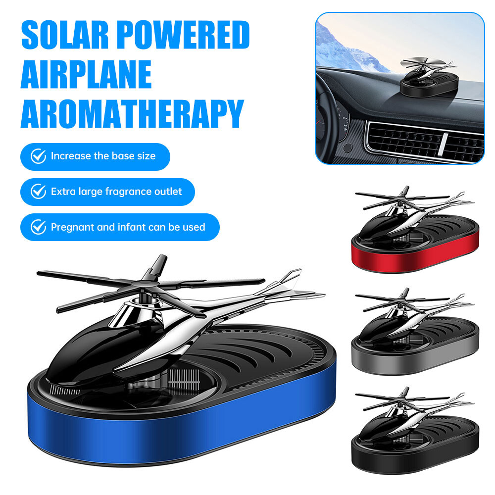 Solar Car Air Freshener Solar Energy Rotating Helicopter Aroma Diffuser For Auto