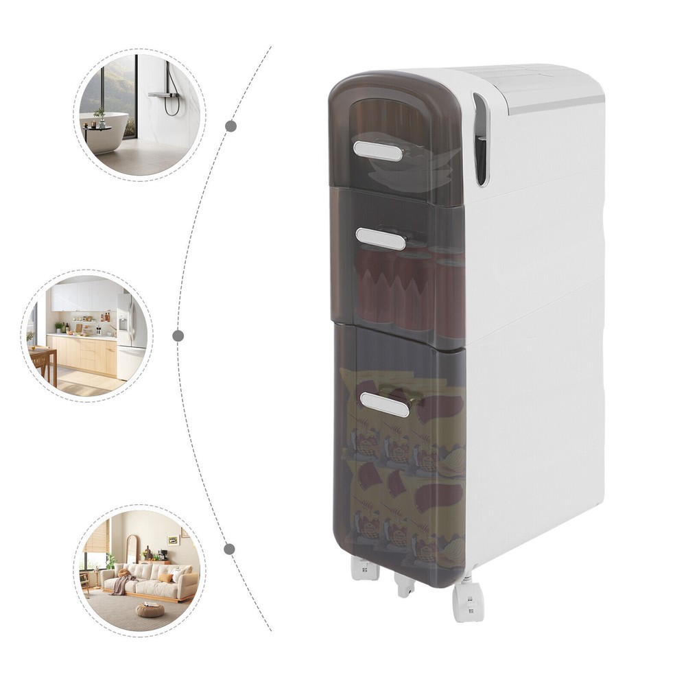Mobile 3-Drawer Slim Bathroom Storage Cabinet, For Narrow Bathroom Storage