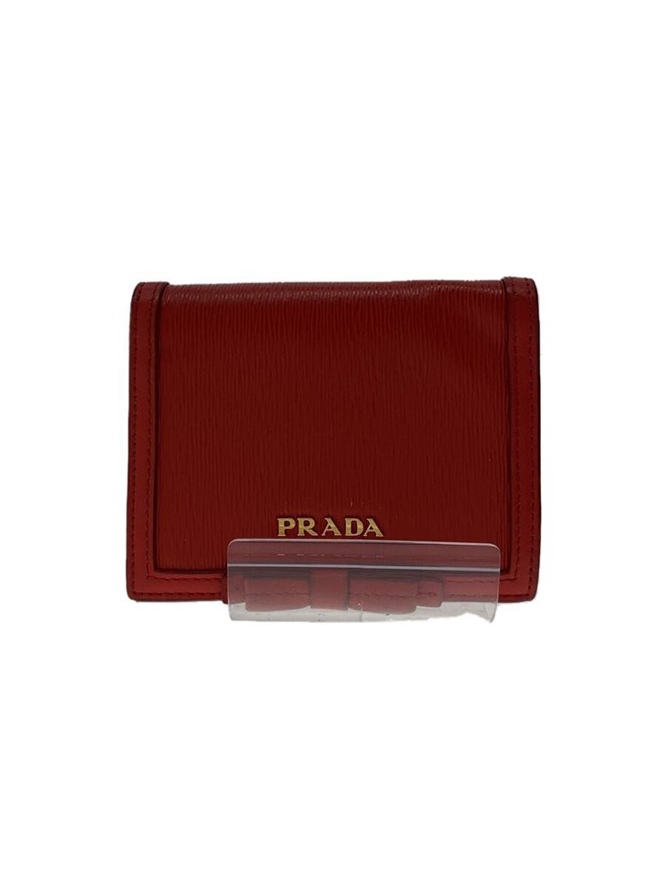PRADA bi fold wallet leather RED women s