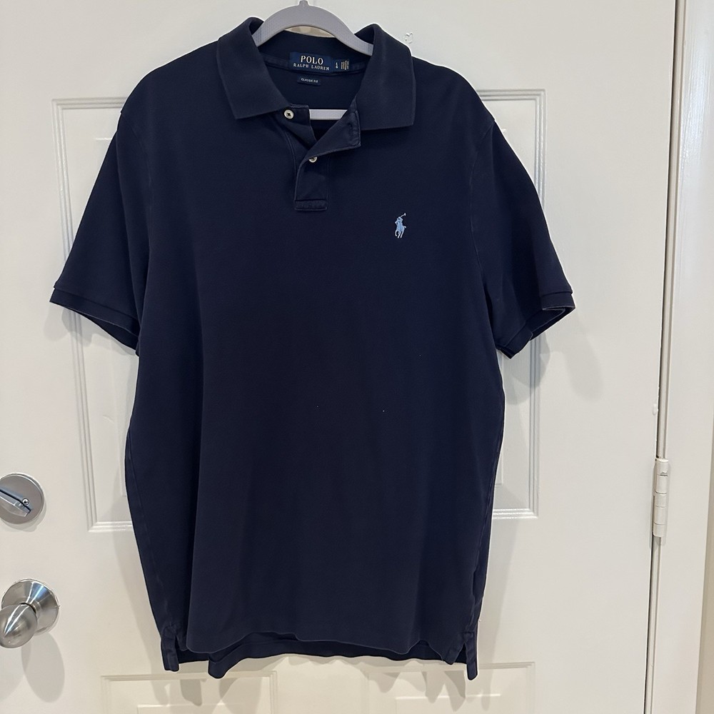 Polo by Ralph Lauren Navy Blue Polo Shirt Men's Sz L turquoise Pony