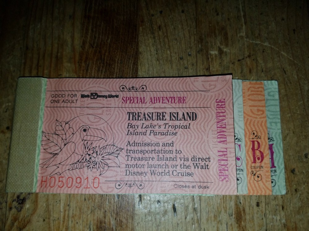 1975 Walt Disney World Treasure Island Adult Ticket Booklet Vintage 1970s Coupons