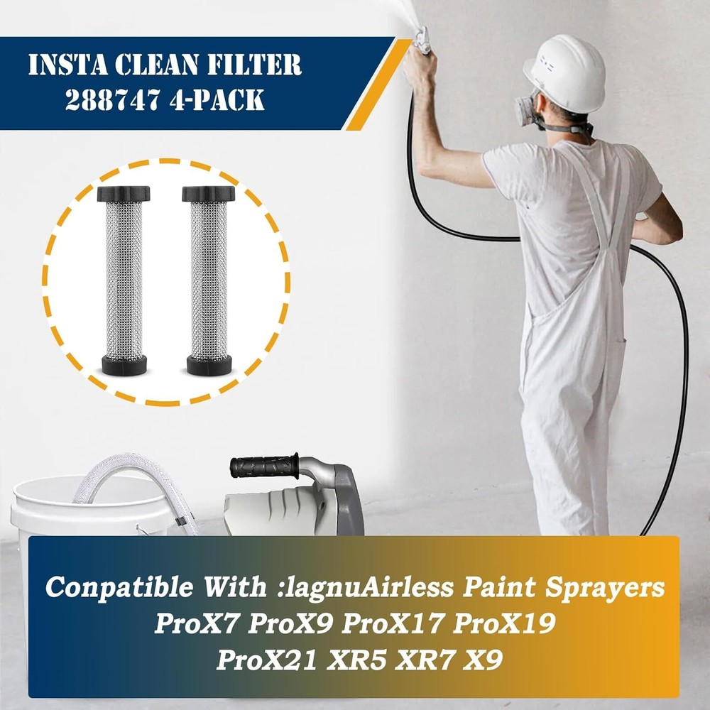 4-Pack 40-Mesh Paint Sprayer Filters Compatible with Graco X5 X7 288747