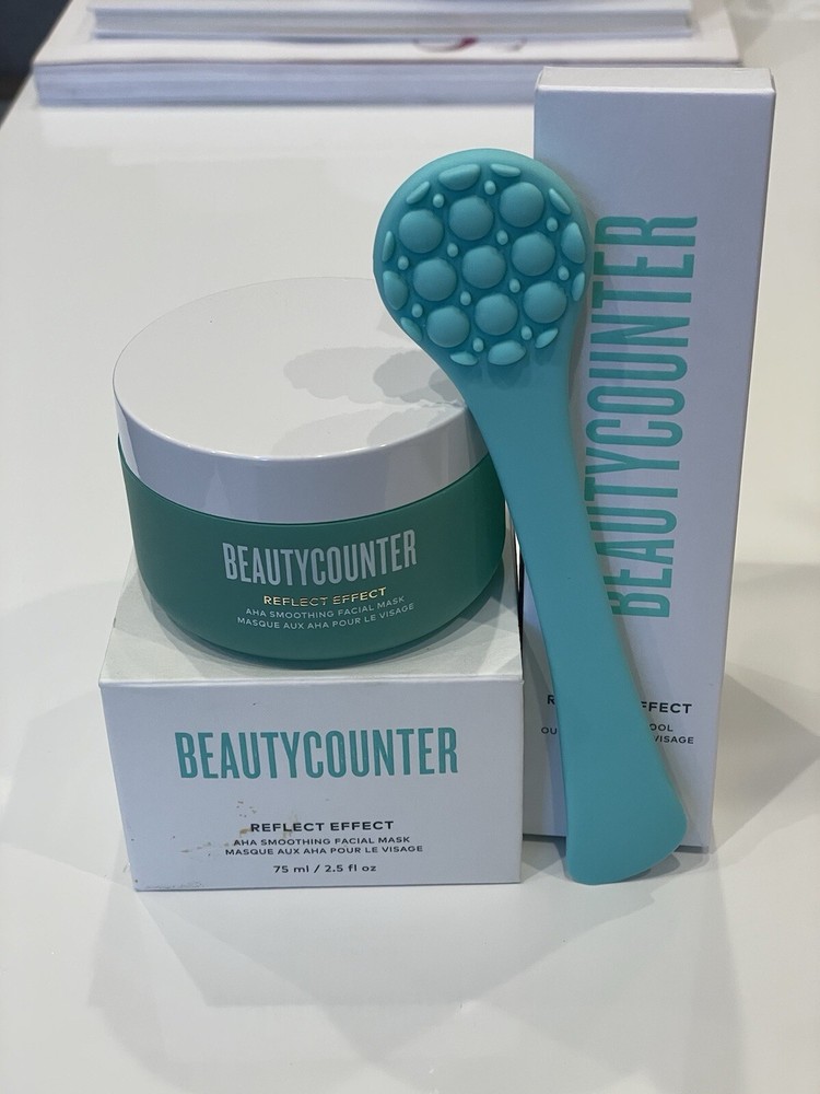 Beautycounter Reflect Effect AHA Smoothing Facial Mask & 3 In 1 Tool - New