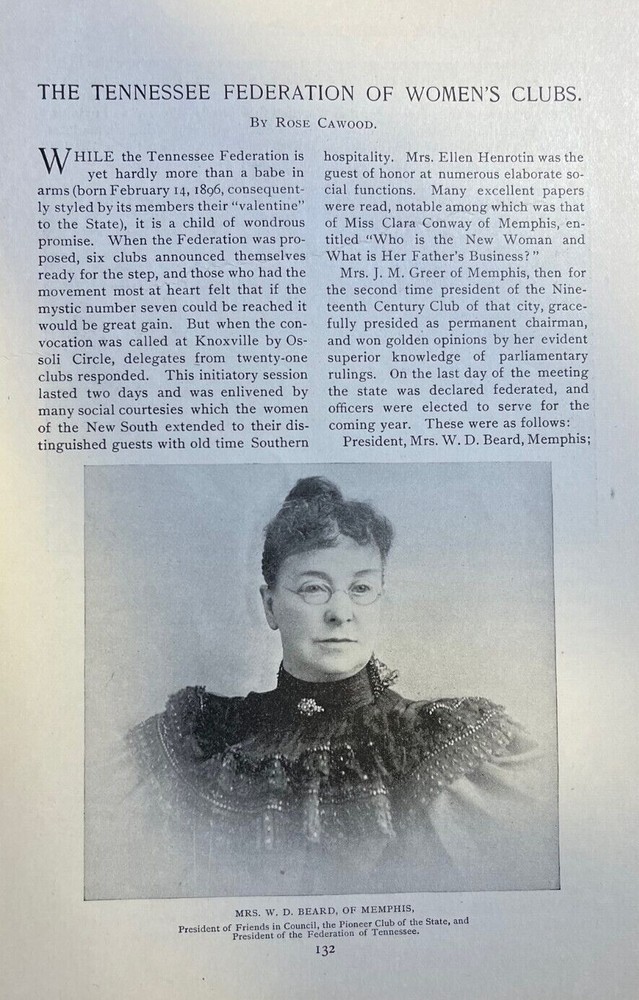 1897 Tennessee Federation of Women's Clubs illustrated