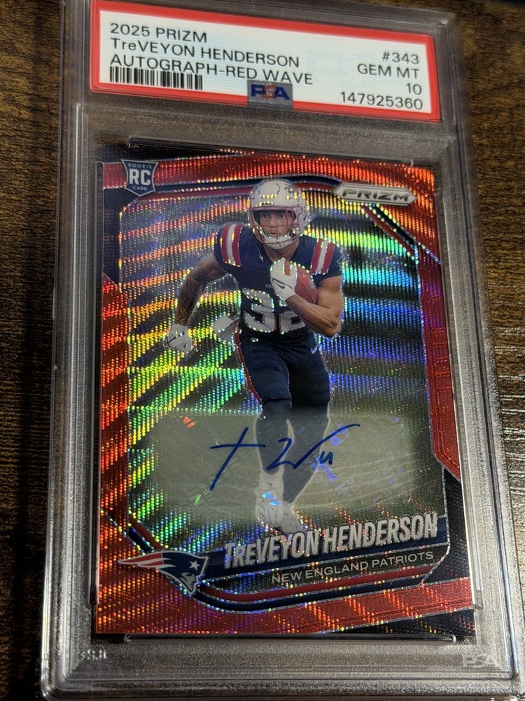 2025 Panini Prizm - Rookies TreVeyon Henderson #343 Red Wave Prizm Autographs /149 (AU, RC)