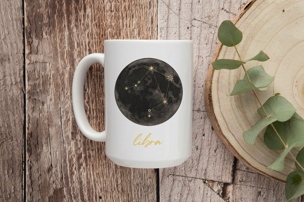 Libra Constellation Coffee Mug - Celestial Zodiac Sign Design for Tea or Coffee