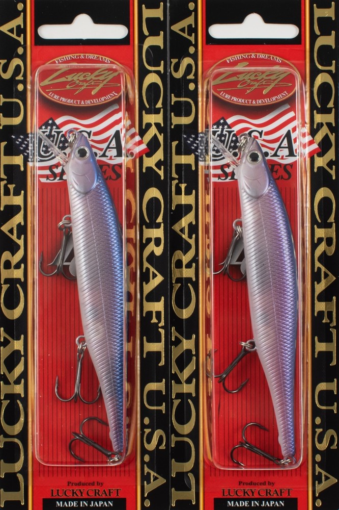 (LOT OF 2) LUCKY CRAFT LIGHTNING POINTER 110SP 1/2OZ LPT110SP-059 GH PRBLU A7106