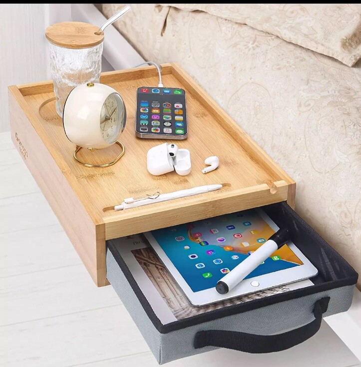 Yamagahome Bamboo Bedside Shelf with Drawer for Beds and Bunks