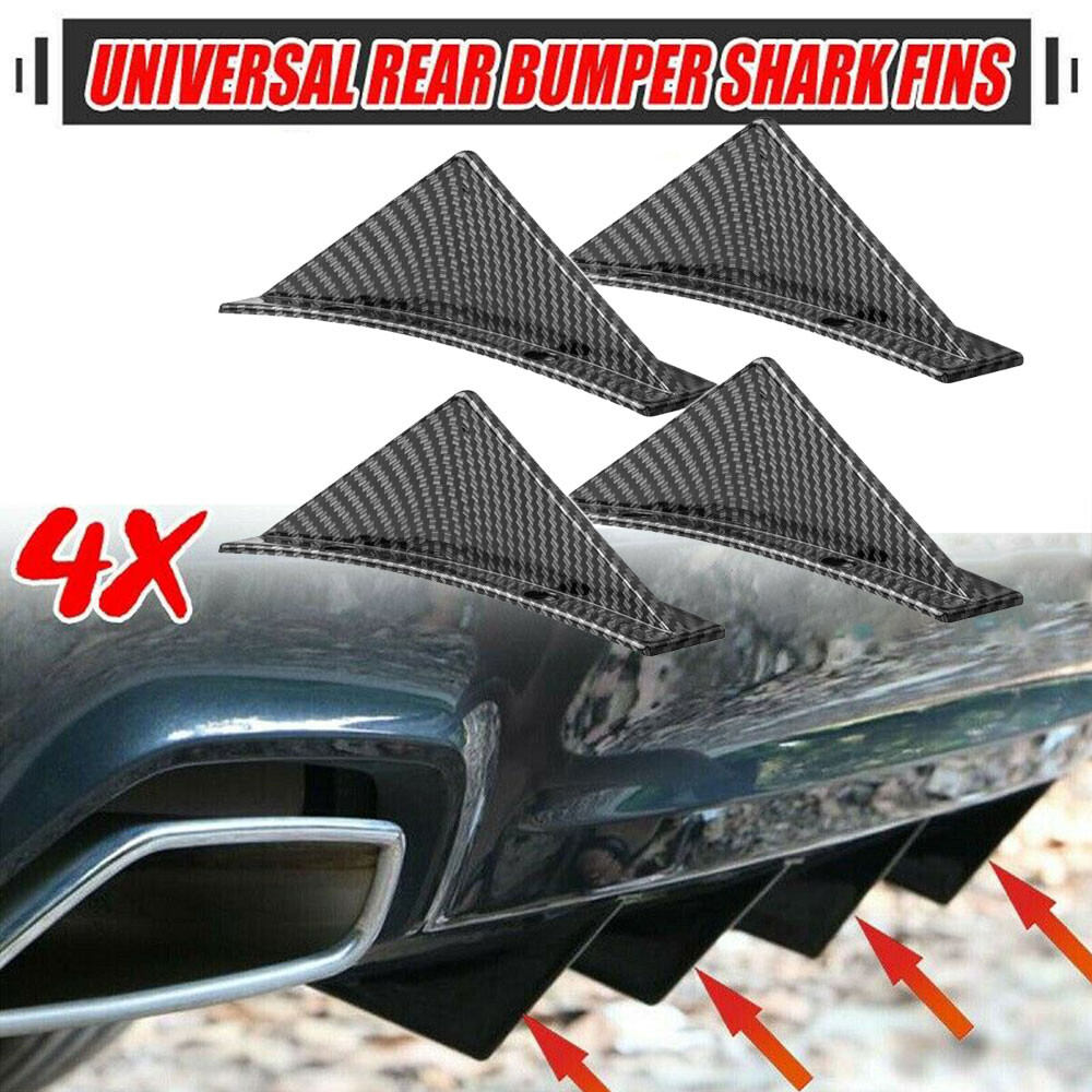4Pcs Universal Curved Rear Bumper Diffuser Shark Fin Spoiler Trim Covers  