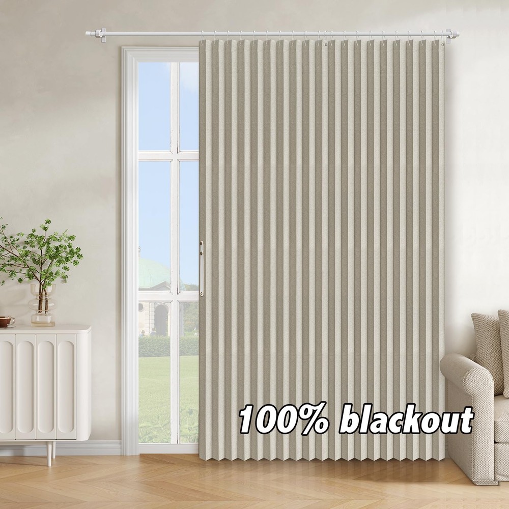 100% Blackout Accordion Doorway Curtains for Privacy & Light Blocking