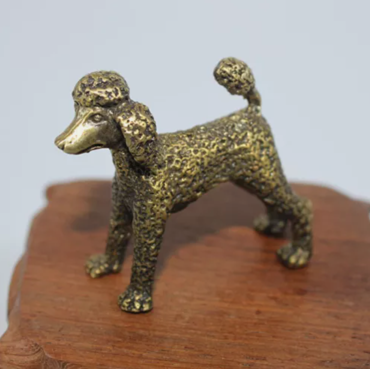 Brass Poodle Figurine Dog Statue Animal Figurines Toys Home Desktop Decoration