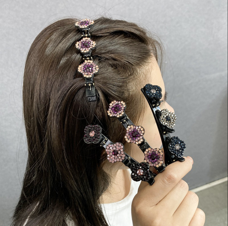 （Christmas Sale ）Sparkling Crystal Stone Braided Hair Clips-image