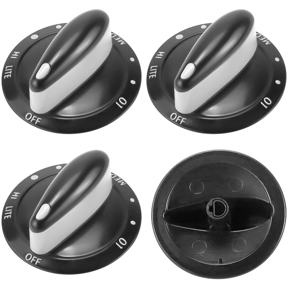 4 Pack 74011287 Gas Range Burner Knob Black with Maytag Gas Stove knobs AP410...