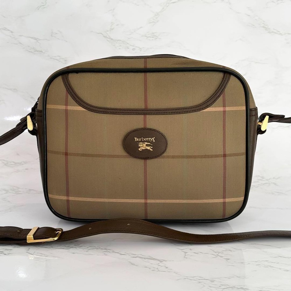Burberry Shoulder Bag Nova Check Canvas Brown Authentic F1104120