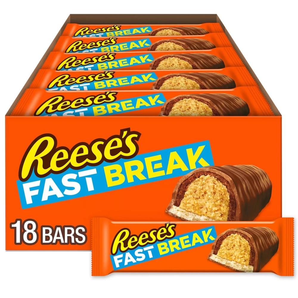 REESES Fast Break Milk Chocolate Peanut Butter Nougat Candy Bars 18ct Pack