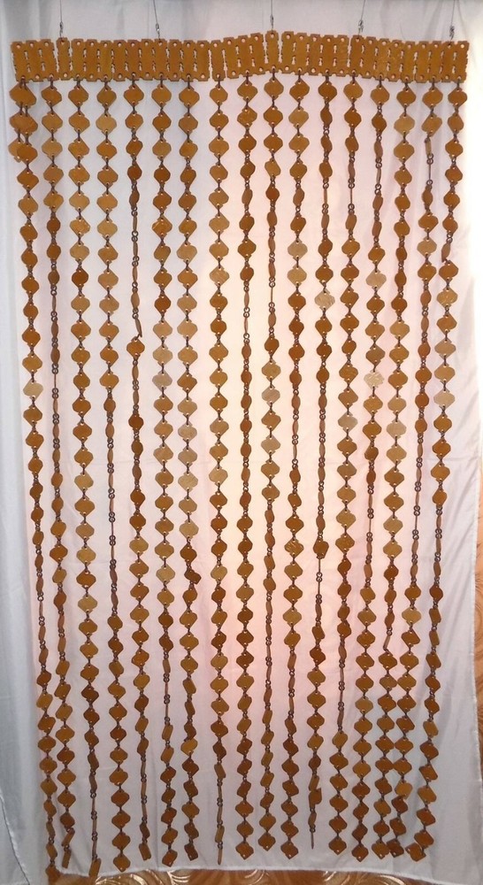 Wooden Curtain beaded window door room divider Hand made screen bead Ukrainian