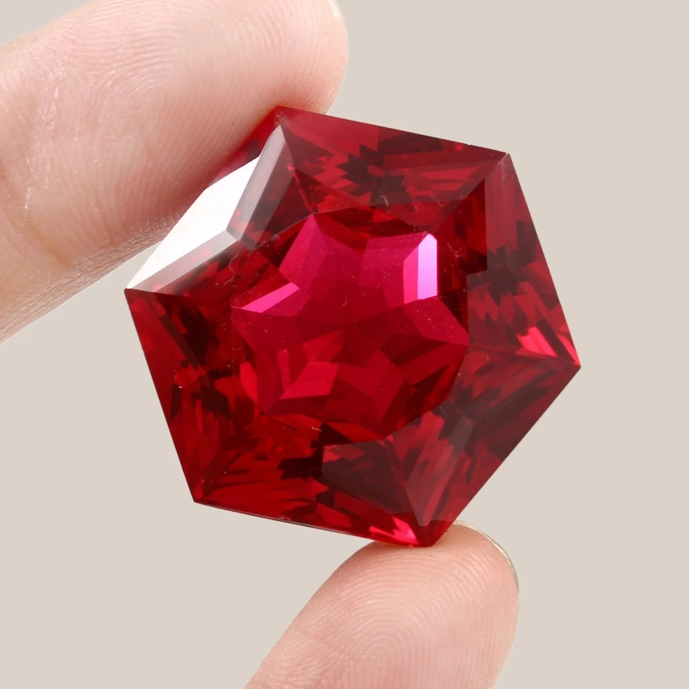 11.60 Ct Natural Burmese Red Ruby Hexagon Cut Flawless Certified Gemstone