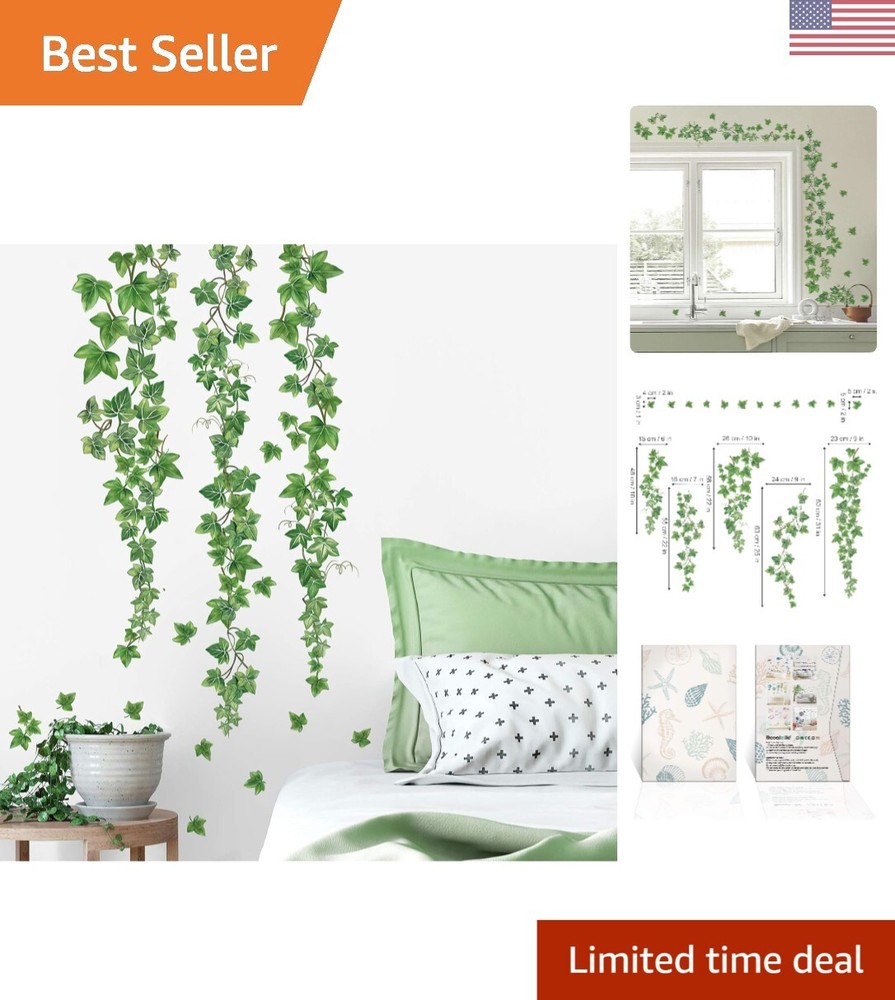 Customizable Evergreen Ivy Leaves Vinyl Wall Stickers for Nature-Inspired Home Decor