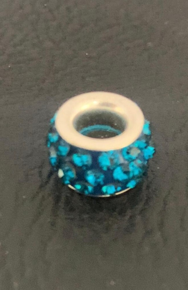 Turquoise Pandora-style Alloy Crystal Spacer Bead Charm