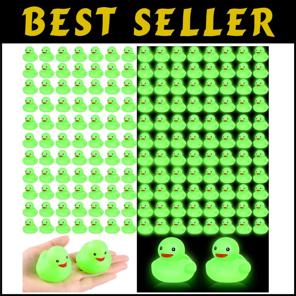 Bulk 200 Glow in the Dark Mini Rubber Duckies for Bath Fun & Party Favors  