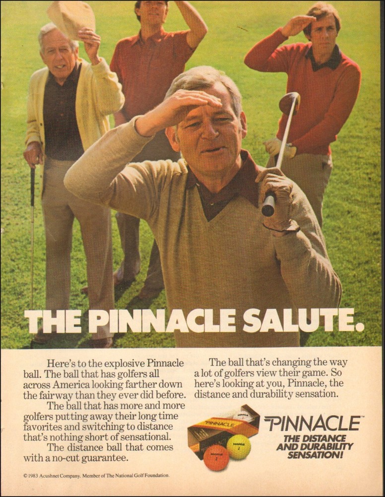 1983 Print ad for PINNACLE retro Ball Golf Clubs Hats watches   07/10/22