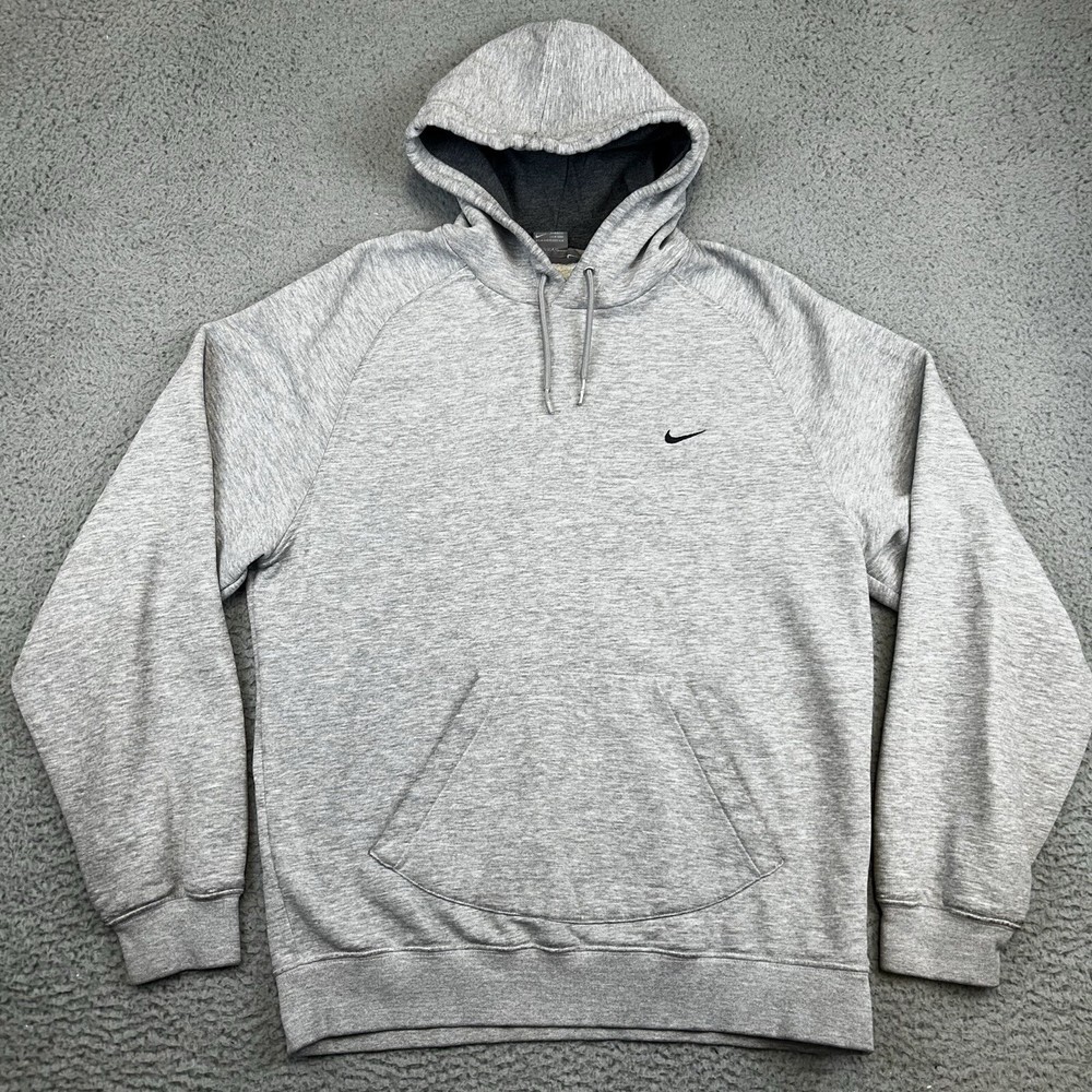 Vintage Y2K Men’s Nike Gray Tag Hoodie Sweatshirt Size Medium Mini Swoosh Gray