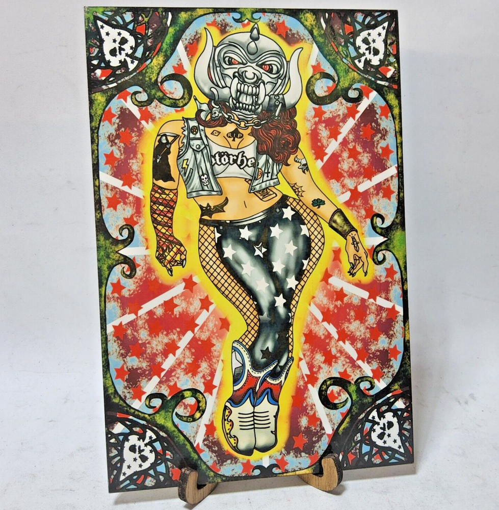 Laser cut motorhead girl warthog mask pinup wooden digital art print 6x9 metal