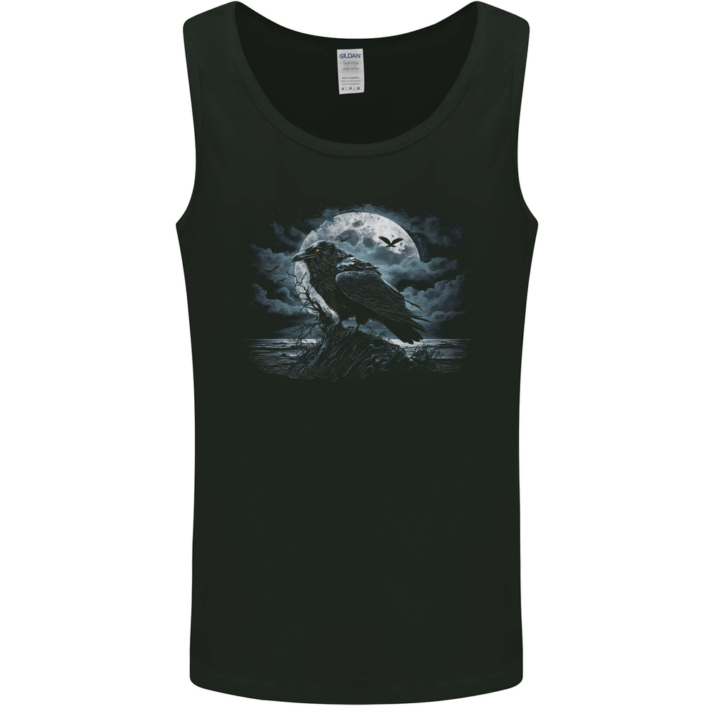 Raven & Ocean Full Moon Crow Viking Mens Vest Tank Top