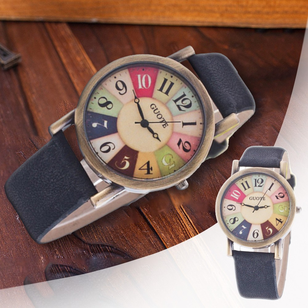 Vintage Rainbow Fabric Casual Watch for Women - Multicolored Design  