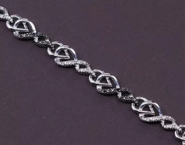 7 Ct Round Lab Created Diamond Heart Tennis Bracelet 14K White Gold Plated