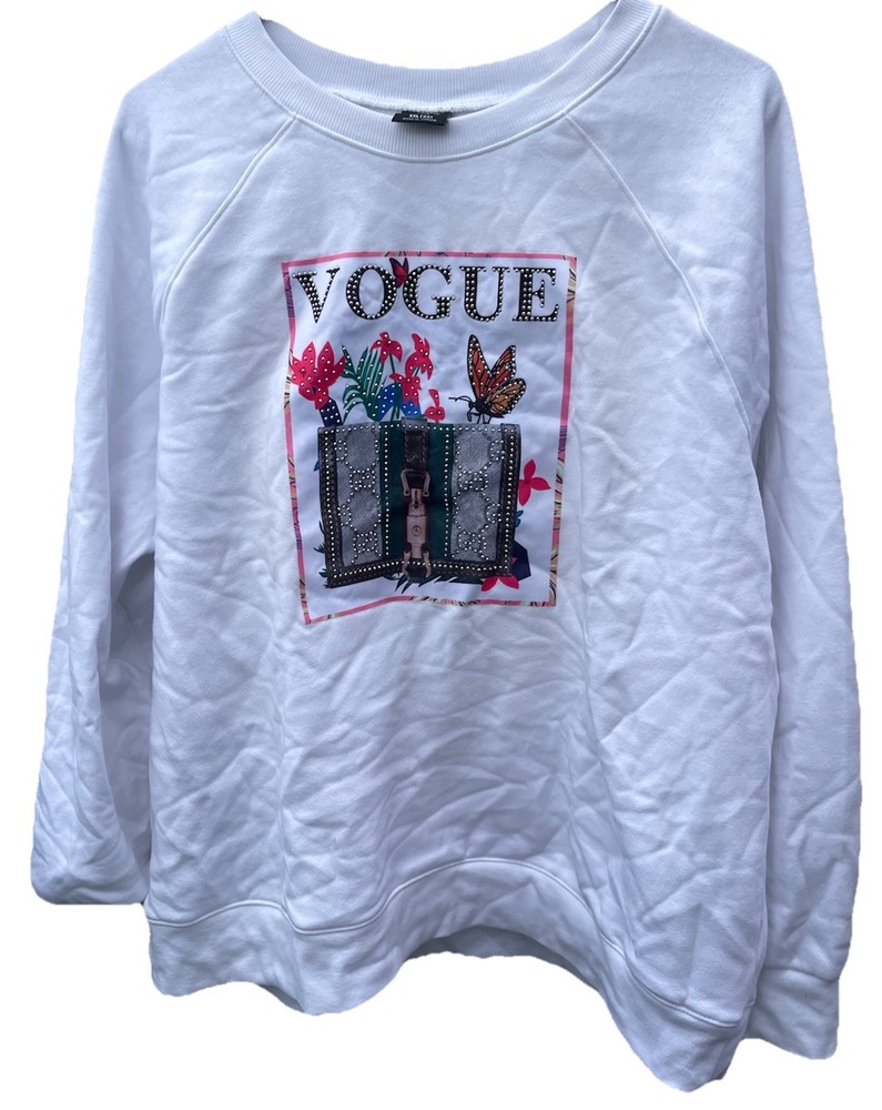 Vintage Athletic Works White Designer Stones Vogue Sweatshirt Women’s Size 2XL
