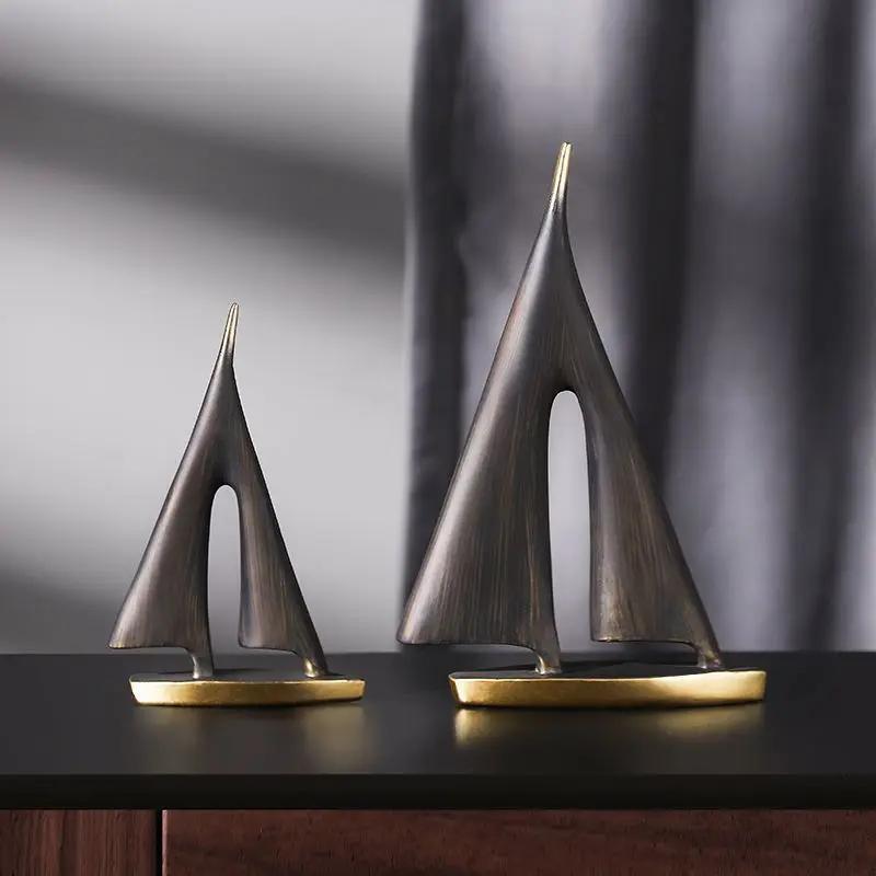 Figurine Sail Boat Resin Modern Multicolor Medium Ornaments Smooth Free Stand