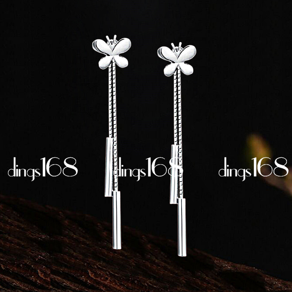 Hypoallergenic 925 Sterling Silver Butterfly Threader Post Earrings Q1264