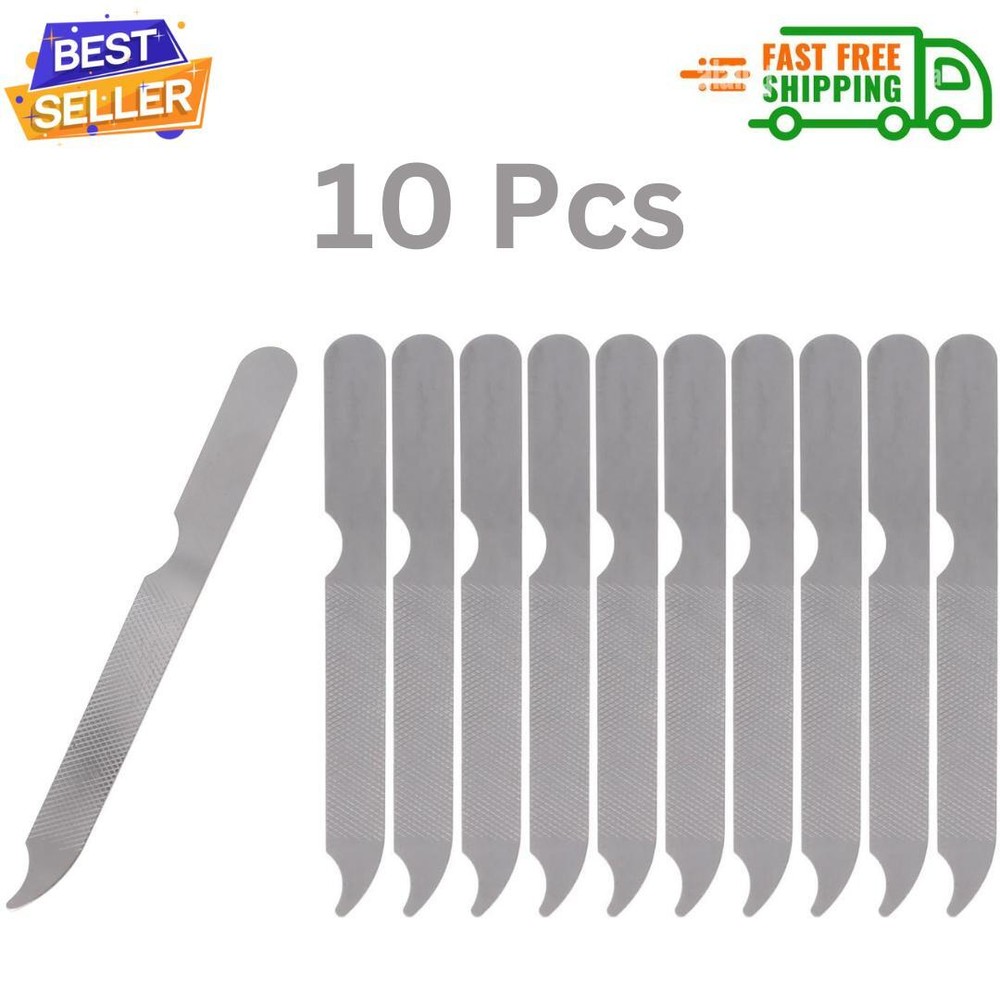 10 Pcs Stainless Steel Double-sided Metal Nail Files for Fingernails & Toenails